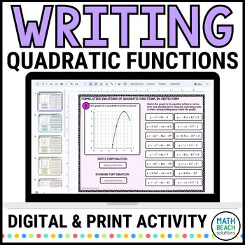 quadratic functions vertex form assignment active