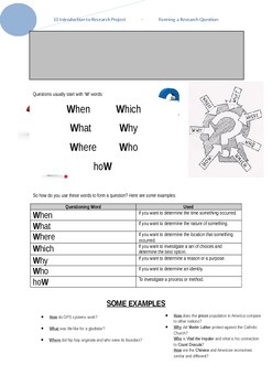 Preview of Formulating a Research Question Worksheet