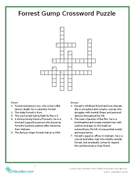 Forrest Gump Crossword Puzzle by Oasis EdTech TPT
