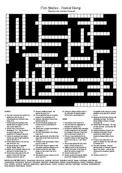 Forrest Gump (Movie) Crossword Puzzle by M Walsh TPT