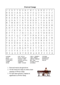 Forrest Gump Word Search Puzzle by M Walsh Teachers Pay Teachers