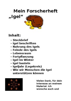 Preview of Forscherheft Igel