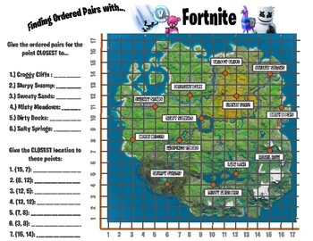 Preview of Fortnite Coordinate Plane Activity (With Answer Key!)