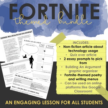 Preview of Fortnite ELA Bundle - Nonfiction Article, Poetry, Writing - Distance Learning