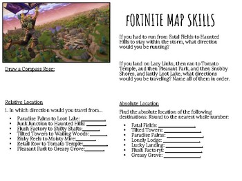 Latitude And Longitude Fortnite Map Worksheet Fortnite Map Skills By Mascara Macchiatos And Map Skills Tpt