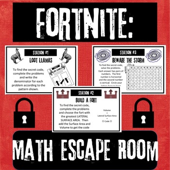 Fortnite Math Word Problems Worksheets Teaching Resources Tpt - fortnite math es!   cape room staar prep