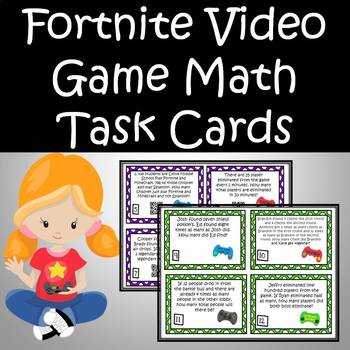Fortnite Video Game Math Task Cards Distance Learning Google Classroom