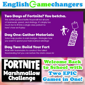Preview of Fortnite-Inspired Marshmallow Challenge: Growth Mindset Back-to-School BUNDLE