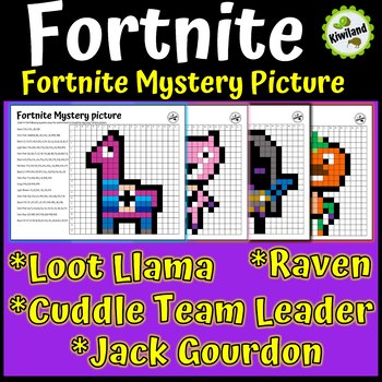 Preview of Fortnite Mystery Picture Graphs - Pixel Art Math Activities
