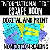 Reading Escape Room ELA Digital Breakout Nonfiction Escape Room