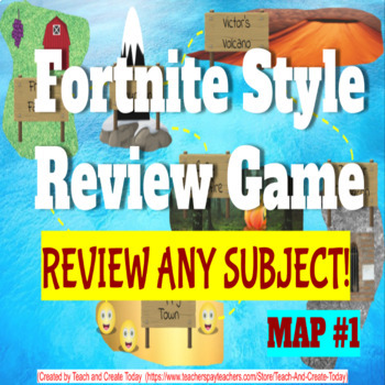 Preview of Fortnite Style Editable Review Game #1 Test Prep For Math ELA History Science