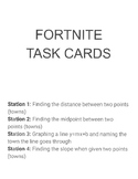 Fortnite Task Cards- Graphing/finding slope/distance/midpoint