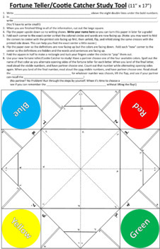 Preview of Fortune Teller / Cootie Catcher General Study Tool 11" x 17" (Tabloid-Size)