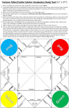 Preview of Fortune Teller / Cootie Catcher Vocabulary Study Tool 11" x 17" (Tabloid-Size)