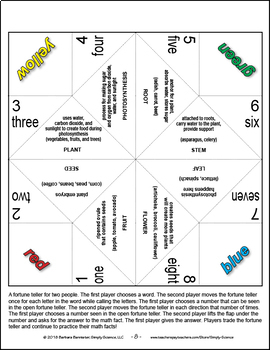 Fortune Teller for Parts of a Plant Vocabulary by Simply Science
