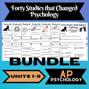 Preview of Forty Studies That Changed Psychology- Reading Guides for Units 1-9