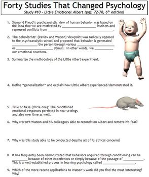 Preview of Forty Studies That Changed Psychology Worksheet #10: Little Emotional Albert
