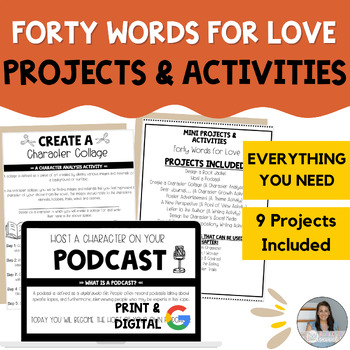 Preview of Forty Words for Love (Aisha Saeed) Projects & Activities - PDF & Google