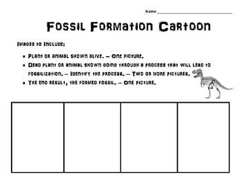 Preview of Fossil Formation Activity Dinosaur Fossil Cartoon Fossil Formation Worksheet