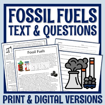 Preview of Fossil Fuels Article and Worksheet  Climate Change Reading with Google Version