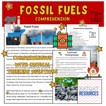 Preview of Fossil Fuels - Comprehension and Critical Thinking Skills