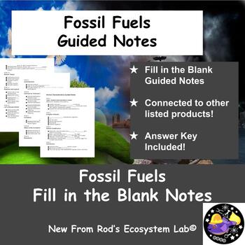 Preview of Fossil Fuels Fill in the Blank Guided Notes w/Answer Key *Editable*