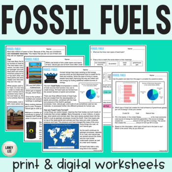 Preview of Fossil Fuels - Reading Comprehension Worksheets