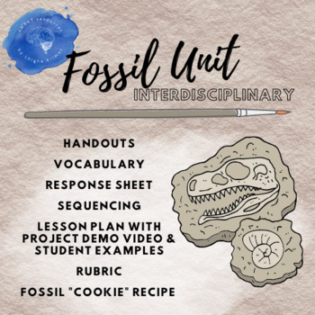 Preview of Fossil Unit: Art/Science/ELA Packet, Lesson Plan with Video, Rubric, CCSS