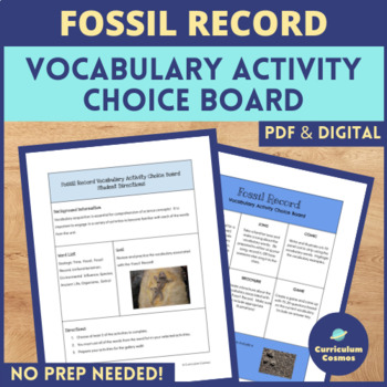 Preview of Fossil Record Vocabulary Choice Board