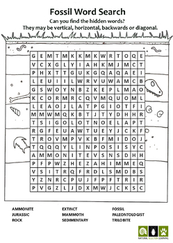Fossil Vocabulary Word Search by Wonder at the World | TpT