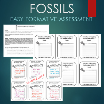 Fossils Activity - ENTRANCE AND EXIT SLIP by KeepItSimpleStudents