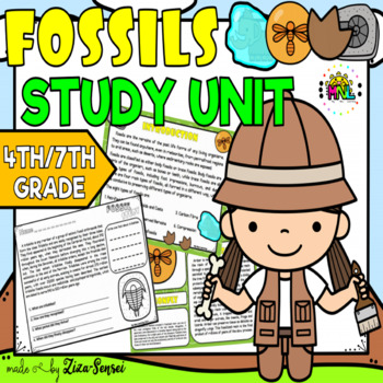 Preview of Fossils And Fossil Types Study Unit Pack Aus U.K. Ame English