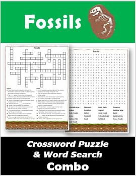 Fossils Crossword Puzzle & Word Search Combo | TPT