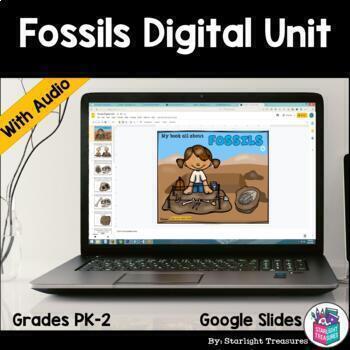 Preview of Fossils Digital Unit for Early Readers, Google Slides with Audio