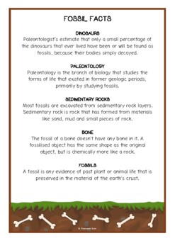 Preview of Fossils Fun Facts Printables