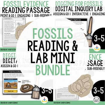 Preview of Fossils & Fossil Evidence Mini Bundle Reading & Digital Lab