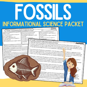 Fossils: Informational Science Reading Passages, Worksheets, & Vocabulary