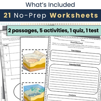 Fossils Worksheets and Reading Comprehension Passages | TpT