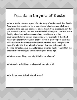 Fossils Passage and Layers of Rock Reading Practice PRINTABLE! | TPT