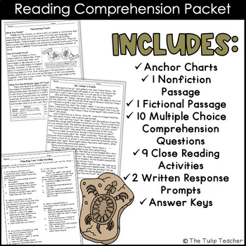 Fossils Reading Comprehension Paired Passages by The Tulip Teacher