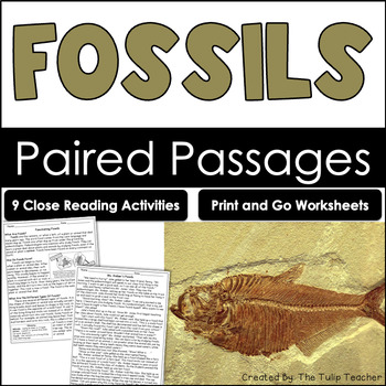 Preview of Fossils Reading Comprehension Paired Passages Close Reading Activities