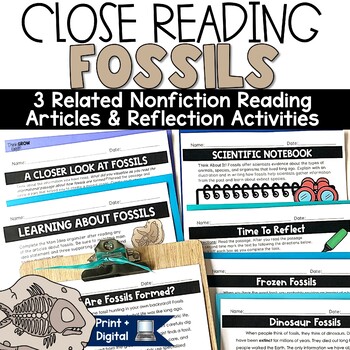 Preview of Fossils Reading Comprehension Passages Paired 3rd 4th 5th Grade ELA Test Prep