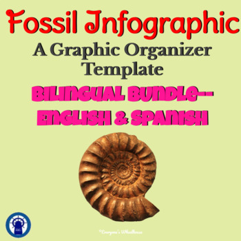 Preview of Fossils Research Graphic Organizer Infographic Bilingual Bundle