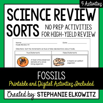 Preview of Fossils Review Sort | Printable, Digital & Easel