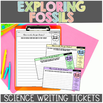 Preview of Fossils Science Science Exit Tickets or Science Writing Prompts