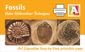Preview of Fossils - Watercolour reduction - PRINTABLE