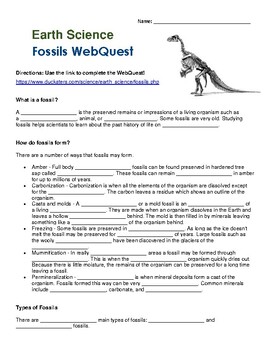 Preview of Fossils WebQuest
