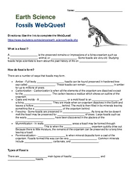 Fossils WebQuest by Stokes' Scholars | TPT