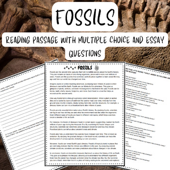 Fossils and Earth's History Reading Passage Comprehension and Essay ...