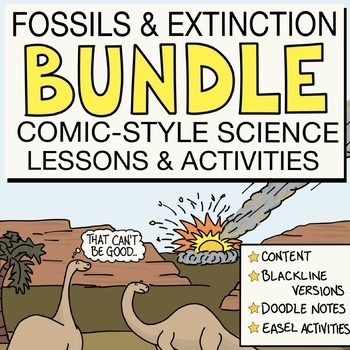 Preview of Earth Science Curriculum - Fossils and Extinction Comic & Doodle Notes Activity